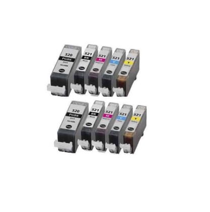 Rabat sæt! Canon PGI-520 / CLI-521 - 2 x 5 farver PBK-BK-C-M-Y - Kompatibel
