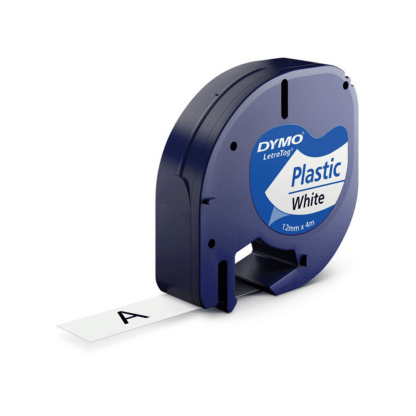 Dymo 91201 / 91221 svart på vit plasttejp 12 mm x 4 m - Original - S0721660